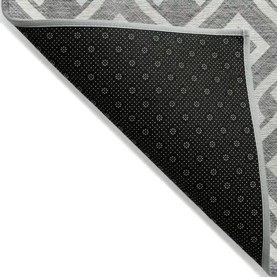 Gray And Ivory Geometric Washable Indoor Outdoor Area Rug Photo 4