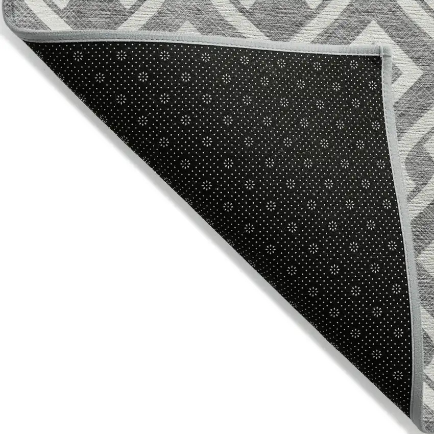 Gray And Ivory Geometric Washable Indoor Outdoor Area Rug Photo 4