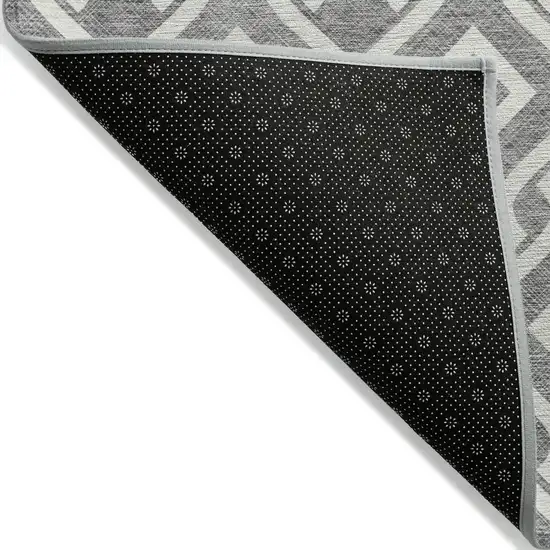 Gray And Ivory Geometric Washable Indoor Outdoor Area Rug Photo 4