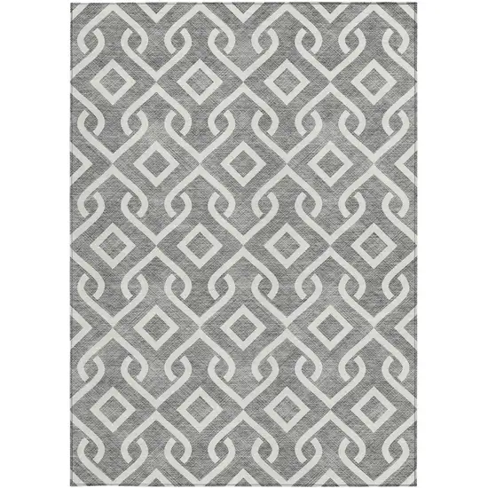 Gray And Ivory Geometric Washable Indoor Outdoor Area Rug Photo 6