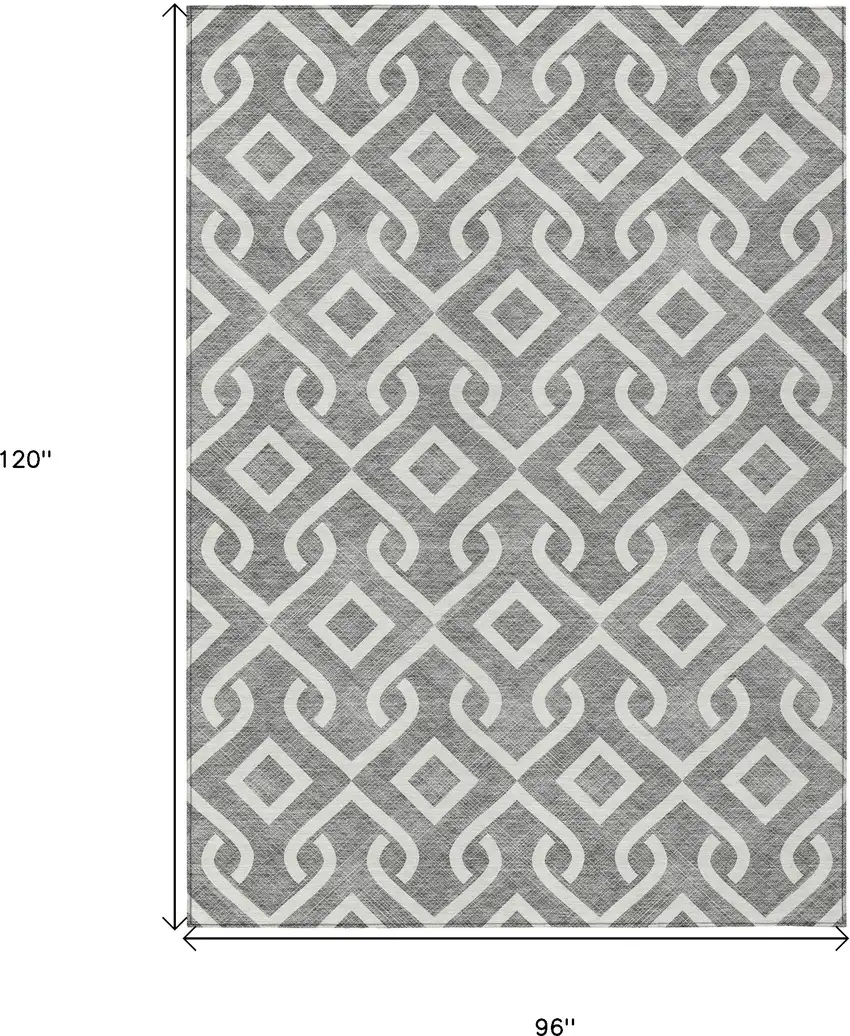 Gray And Ivory Geometric Washable Indoor Outdoor Area Rug Photo 3