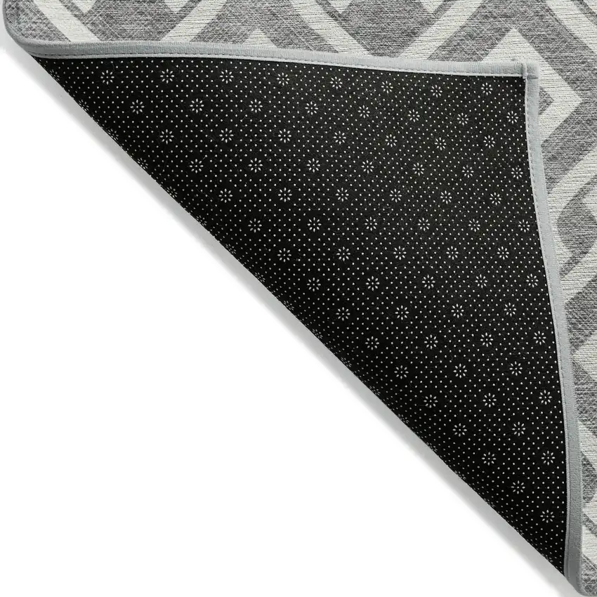 Gray And Ivory Geometric Washable Indoor Outdoor Area Rug Photo 3