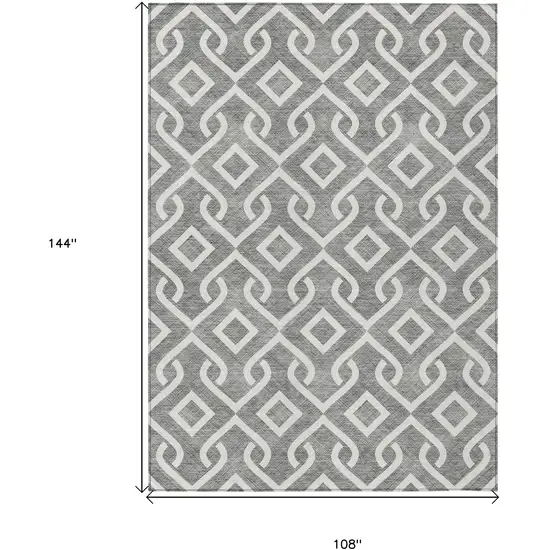Gray And Ivory Geometric Washable Indoor Outdoor Area Rug Photo 6