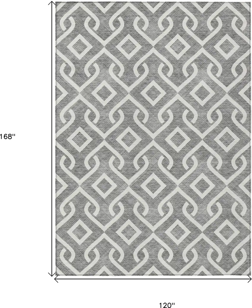 Gray And Ivory Geometric Washable Indoor Outdoor Area Rug Photo 3