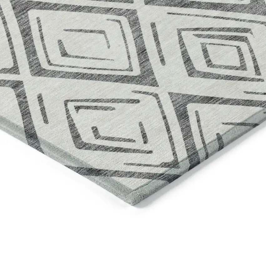 Gray And Ivory Geometric Washable Indoor Outdoor Area Rug Photo 4