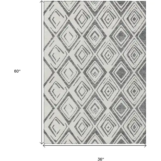 Gray And Ivory Geometric Washable Indoor Outdoor Area Rug Photo 3