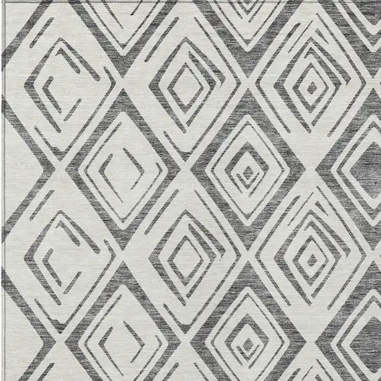 Gray And Ivory Geometric Washable Indoor Outdoor Area Rug Photo 4