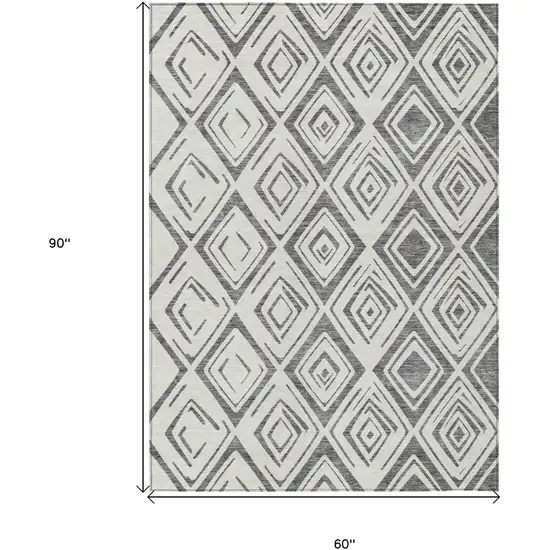 Gray And Ivory Geometric Washable Indoor Outdoor Area Rug Photo 3