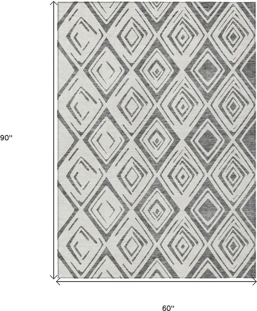 Gray And Ivory Geometric Washable Indoor Outdoor Area Rug Photo 3