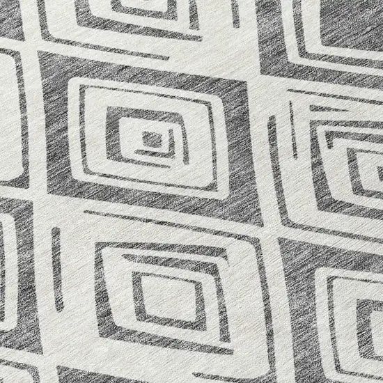 Gray And Ivory Geometric Washable Indoor Outdoor Area Rug Photo 6