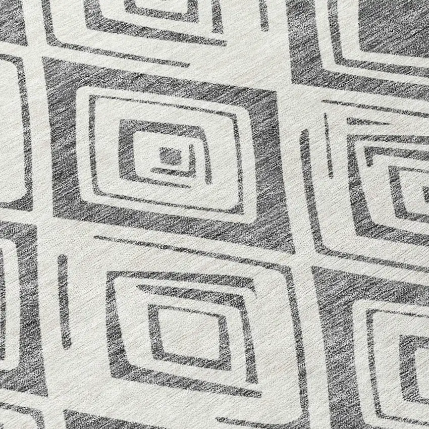 Gray And Ivory Geometric Washable Indoor Outdoor Area Rug Photo 6