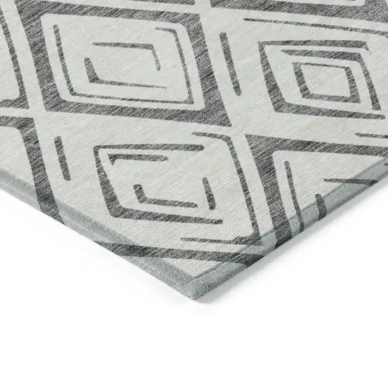 Gray And Ivory Geometric Washable Indoor Outdoor Area Rug Photo 4