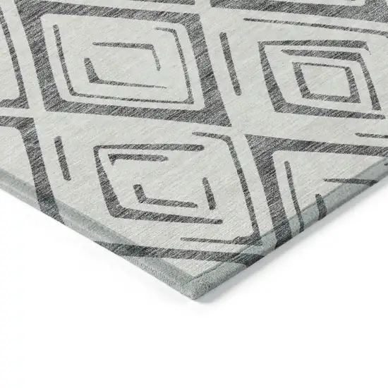 Gray And Ivory Geometric Washable Indoor Outdoor Area Rug Photo 3