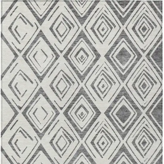 Gray And Ivory Geometric Washable Indoor Outdoor Area Rug Photo 7