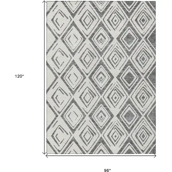 Gray And Ivory Geometric Washable Indoor Outdoor Area Rug Photo 3