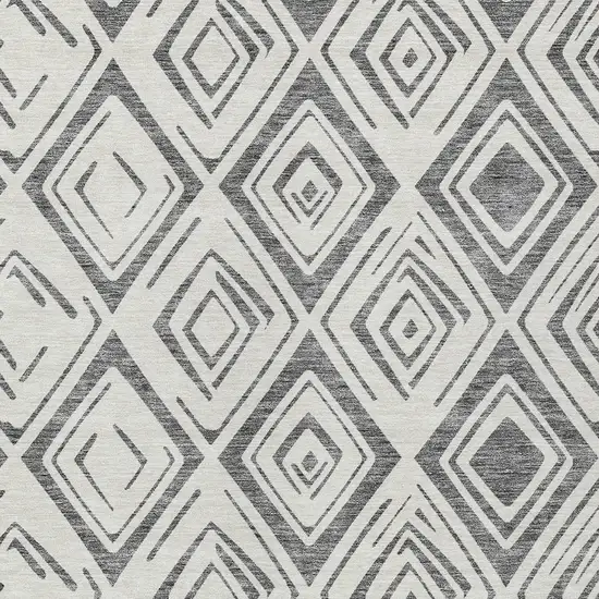 Gray And Ivory Geometric Washable Indoor Outdoor Area Rug Photo 5