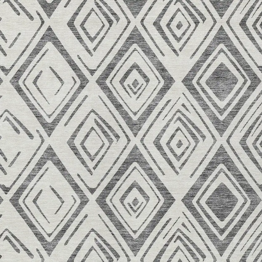 Gray And Ivory Geometric Washable Indoor Outdoor Area Rug Photo 5