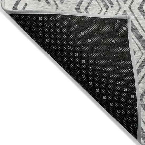 Gray And Ivory Geometric Washable Indoor Outdoor Area Rug Photo 2