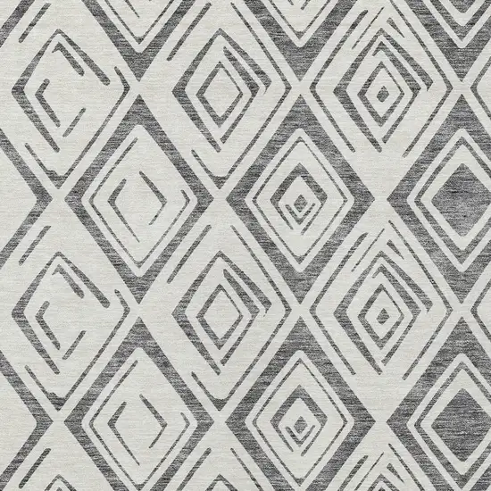 Gray And Ivory Geometric Washable Indoor Outdoor Area Rug Photo 4