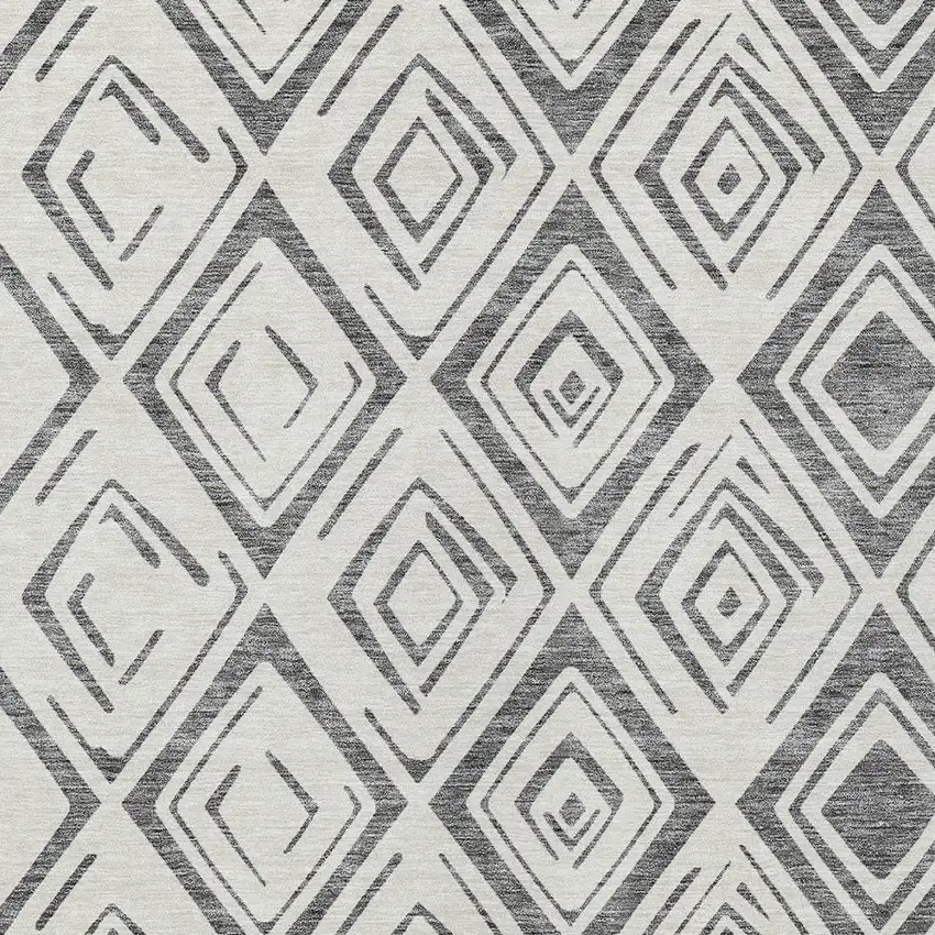 Gray And Ivory Geometric Washable Indoor Outdoor Area Rug Photo 4