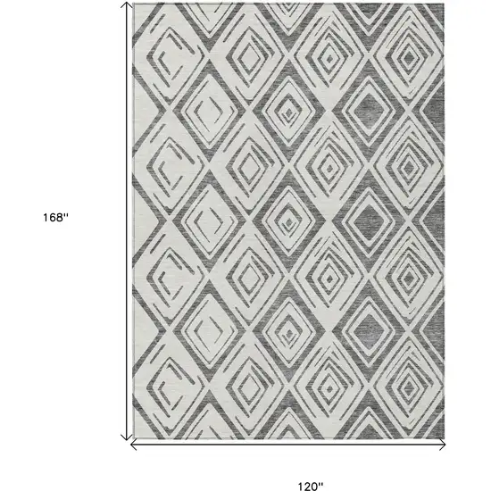 Gray And Ivory Geometric Washable Indoor Outdoor Area Rug Photo 3