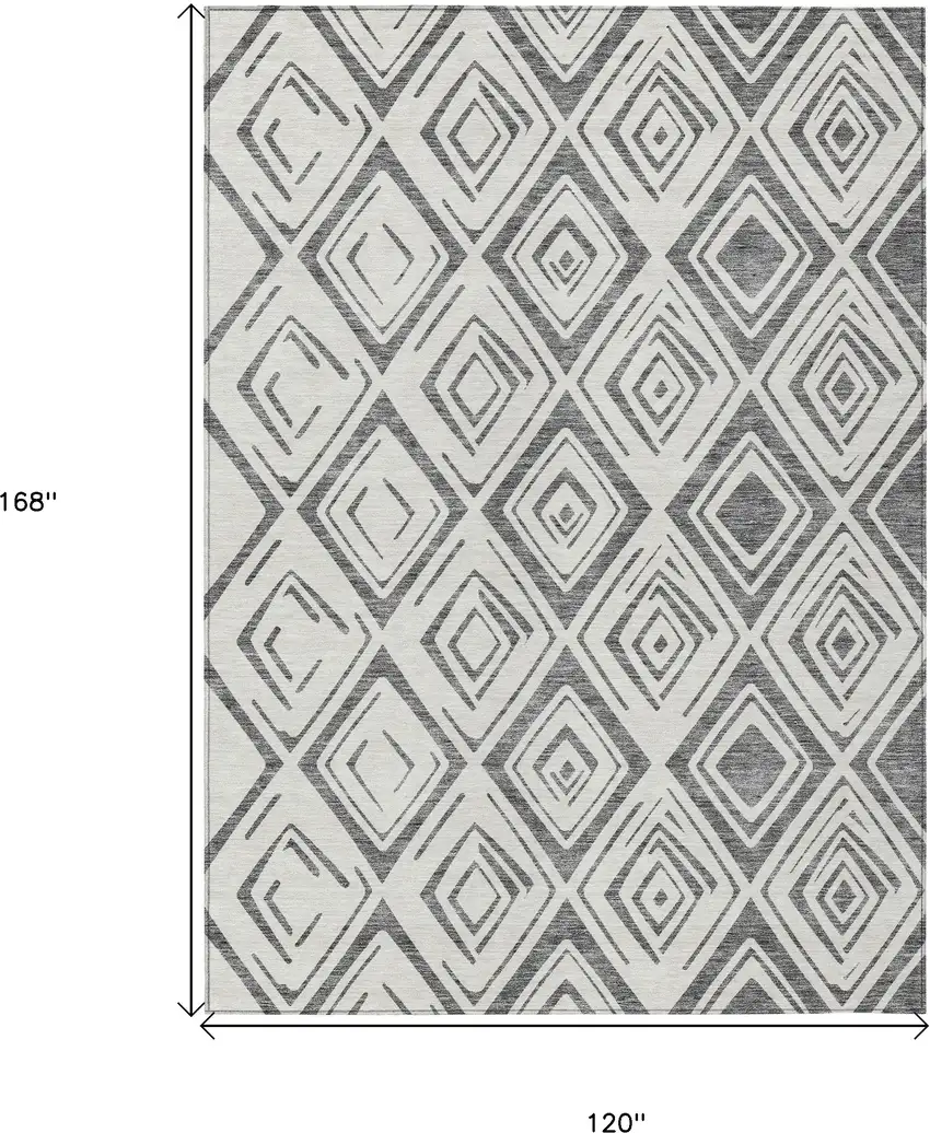 Gray And Ivory Geometric Washable Indoor Outdoor Area Rug Photo 3