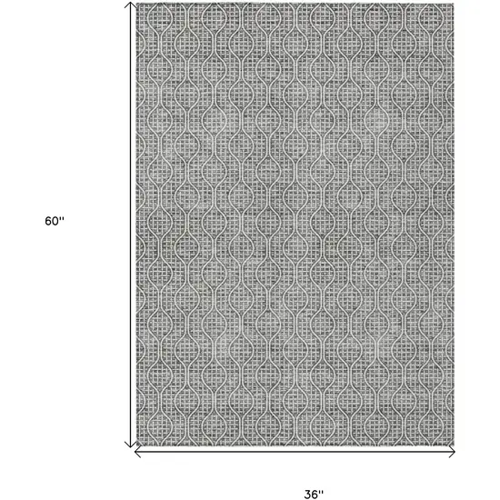 Gray And Ivory Geometric Washable Indoor Outdoor Area Rug Photo 3