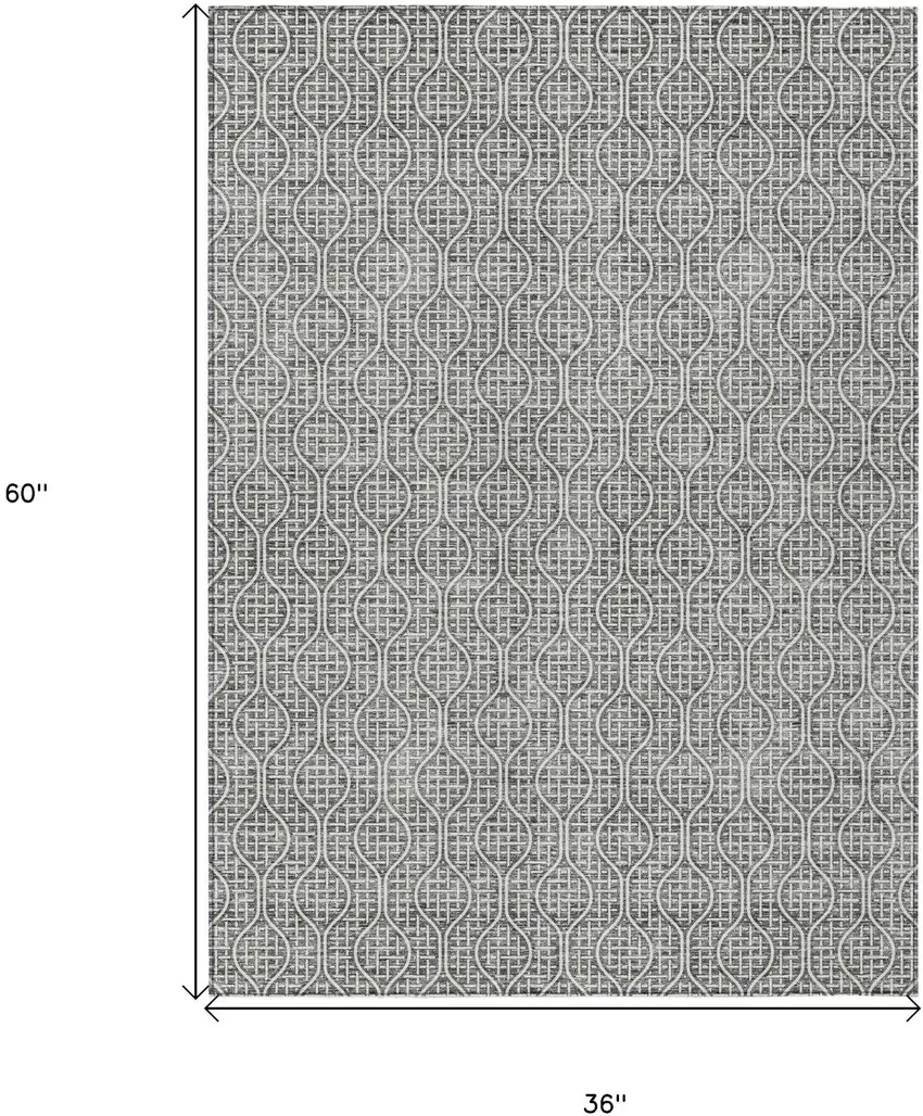 Gray And Ivory Geometric Washable Indoor Outdoor Area Rug Photo 3