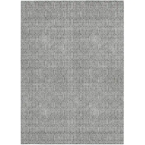 Gray And Ivory Geometric Washable Indoor Outdoor Area Rug Photo 7