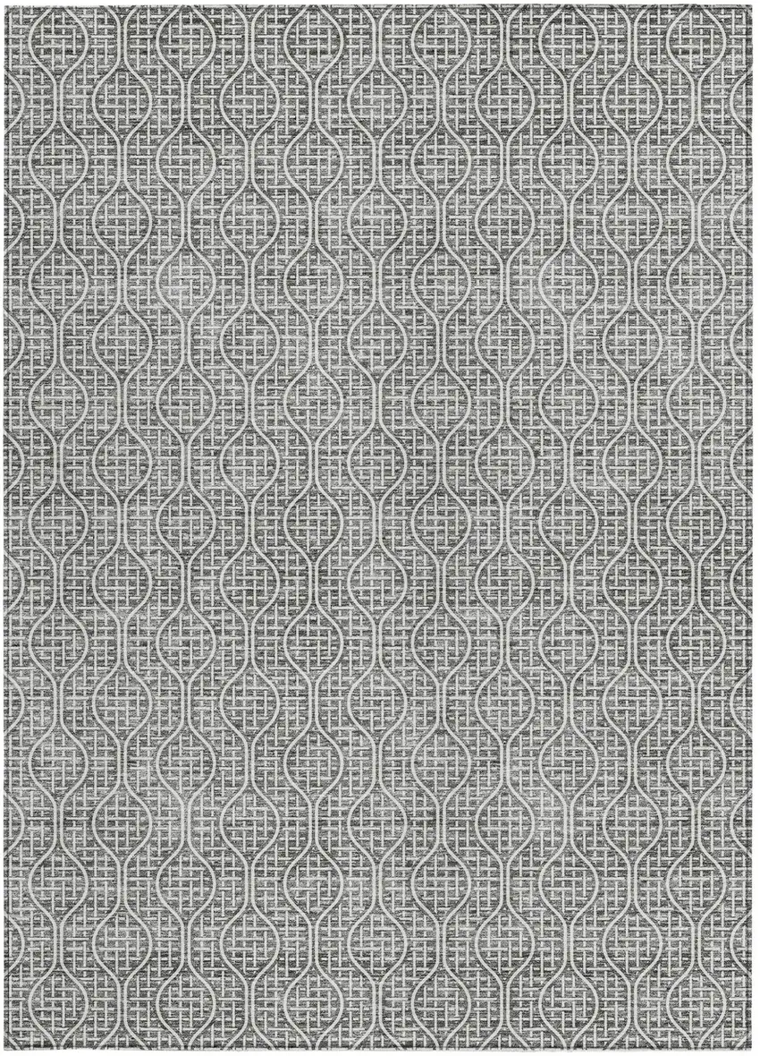 Gray And Ivory Geometric Washable Indoor Outdoor Area Rug Photo 7