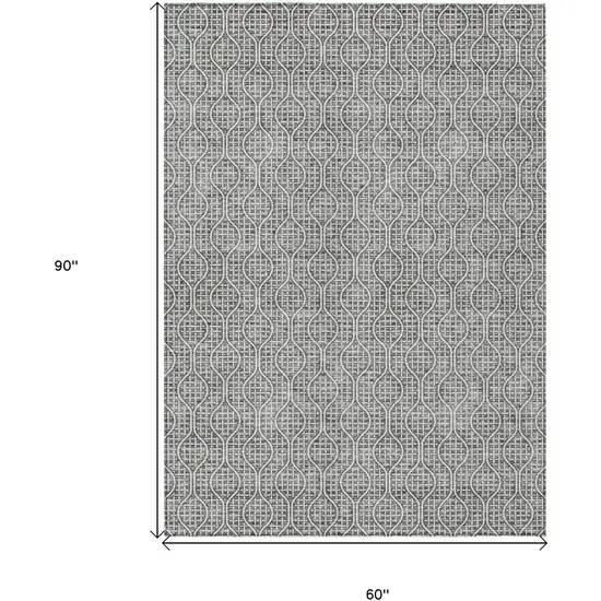 Gray And Ivory Geometric Washable Indoor Outdoor Area Rug Photo 3