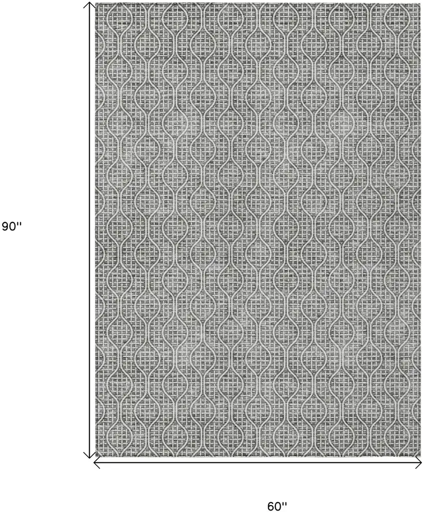 Gray And Ivory Geometric Washable Indoor Outdoor Area Rug Photo 3