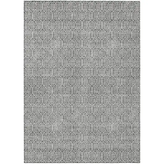 Gray And Ivory Geometric Washable Indoor Outdoor Area Rug Photo 3