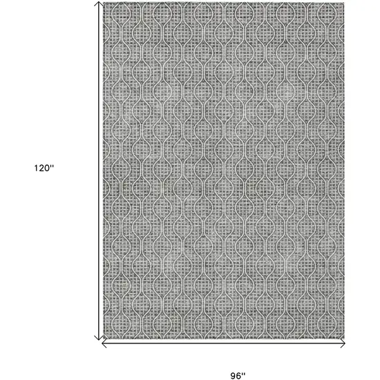 Gray And Ivory Geometric Washable Indoor Outdoor Area Rug Photo 2