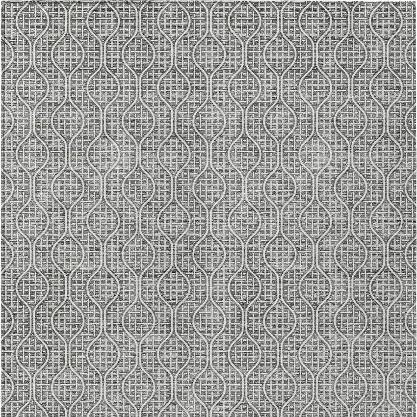 Gray And Ivory Geometric Washable Indoor Outdoor Area Rug Photo 7