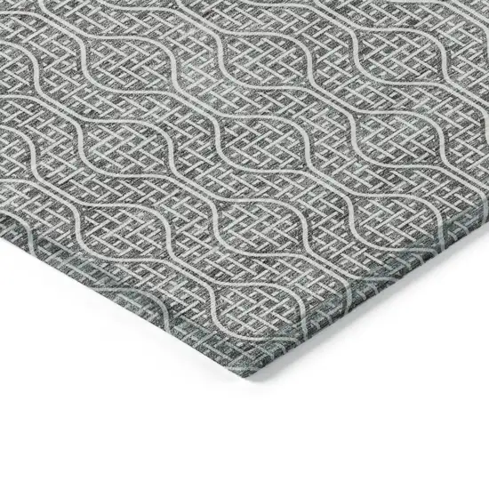 Gray And Ivory Geometric Washable Indoor Outdoor Area Rug Photo 4