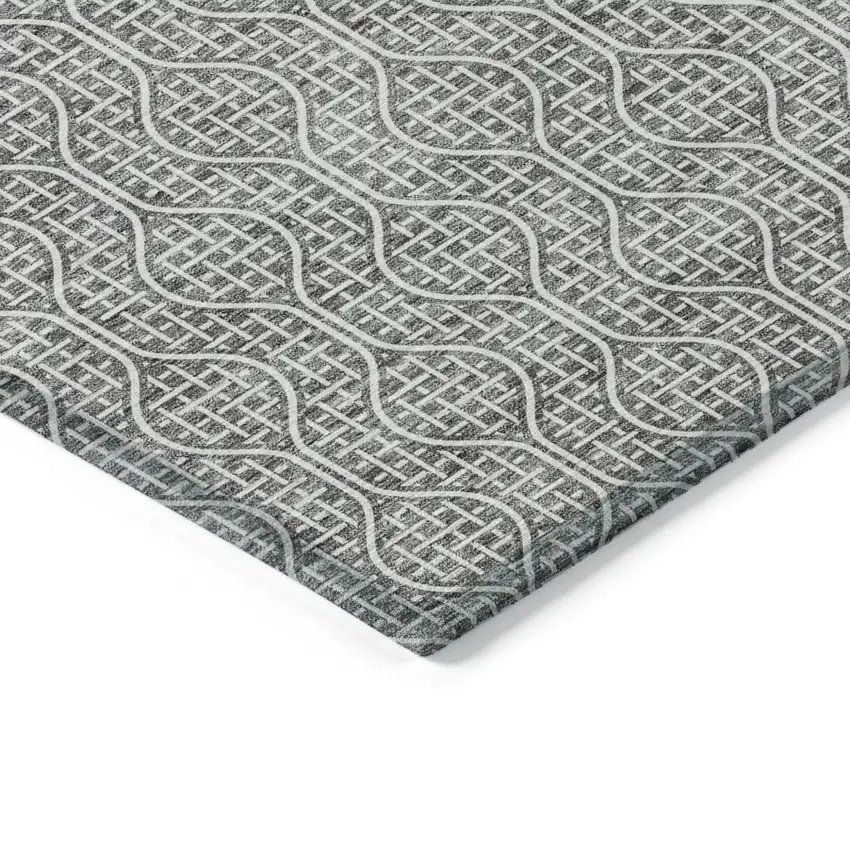 Gray And Ivory Geometric Washable Indoor Outdoor Area Rug Photo 4