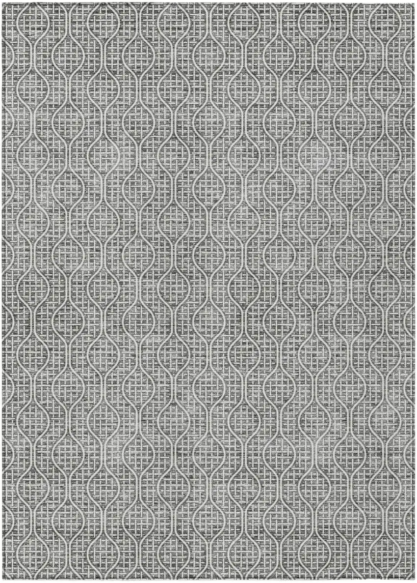 Gray And Ivory Geometric Washable Indoor Outdoor Area Rug Photo 2