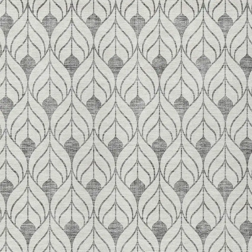 Gray And Ivory Geometric Washable Indoor Outdoor Area Rug Photo 6