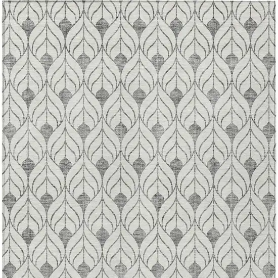 Gray And Ivory Geometric Washable Indoor Outdoor Area Rug Photo 7