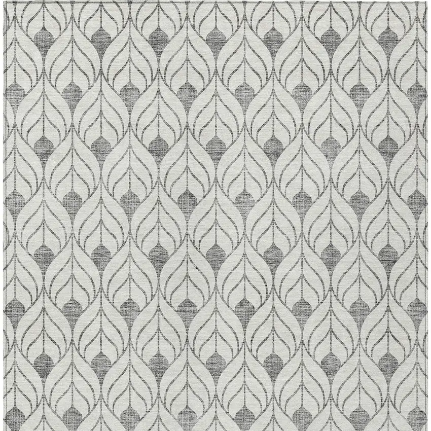 Gray And Ivory Geometric Washable Indoor Outdoor Area Rug Photo 7