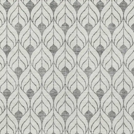 Gray And Ivory Geometric Washable Indoor Outdoor Area Rug Photo 5