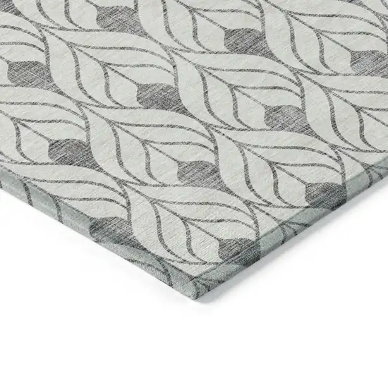 Gray And Ivory Geometric Washable Indoor Outdoor Area Rug Photo 4