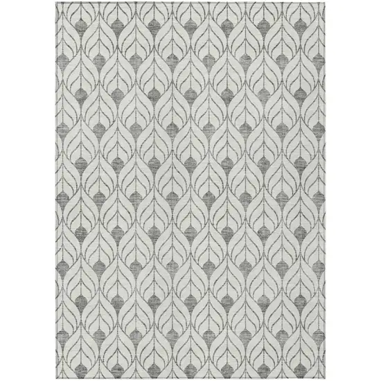 Gray And Ivory Geometric Washable Indoor Outdoor Area Rug Photo 2
