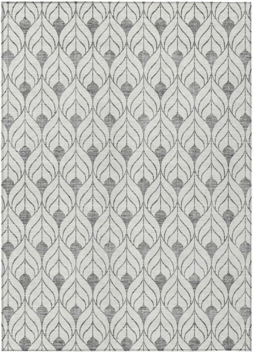 Gray And Ivory Geometric Washable Indoor Outdoor Area Rug Photo 2