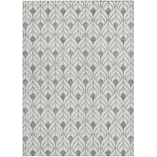 Gray And Ivory Geometric Washable Indoor Outdoor Area Rug Photo 6