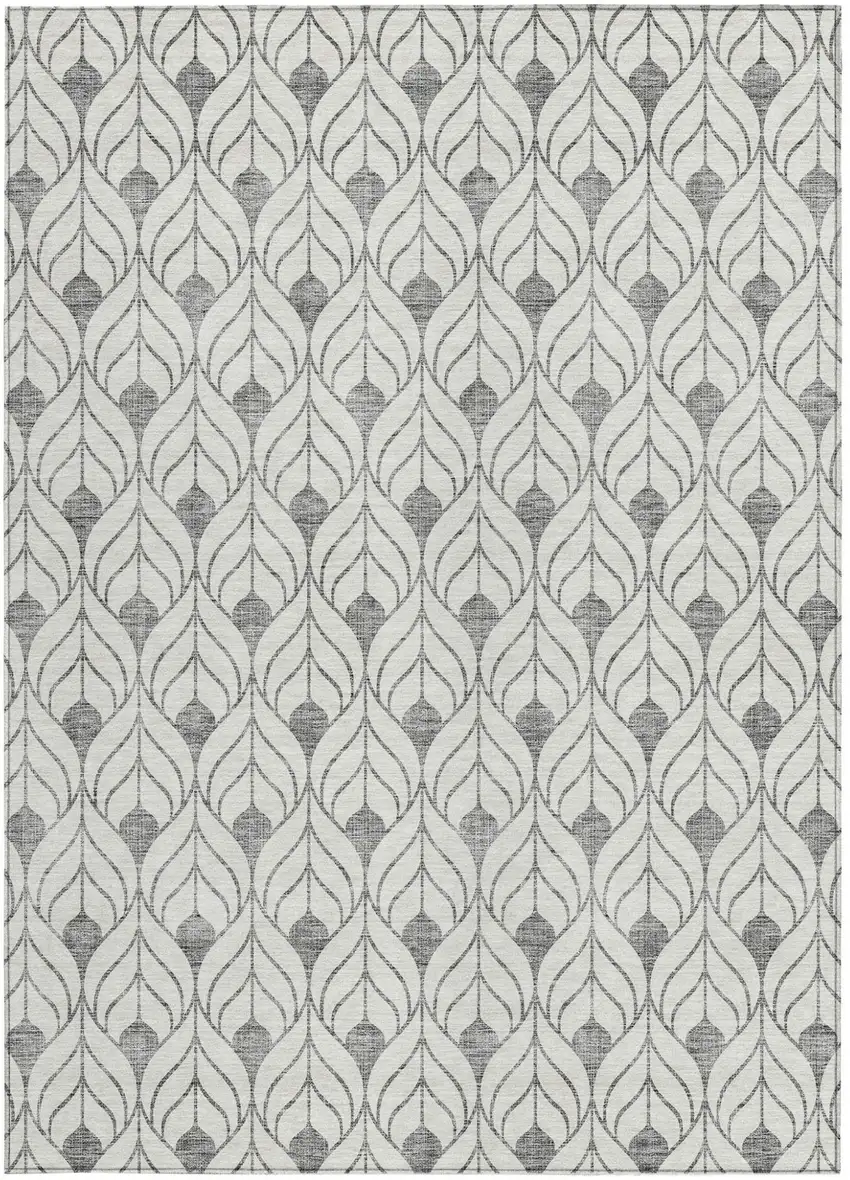Gray And Ivory Geometric Washable Indoor Outdoor Area Rug Photo 6