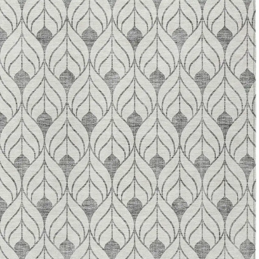 Gray And Ivory Geometric Washable Indoor Outdoor Area Rug Photo 5