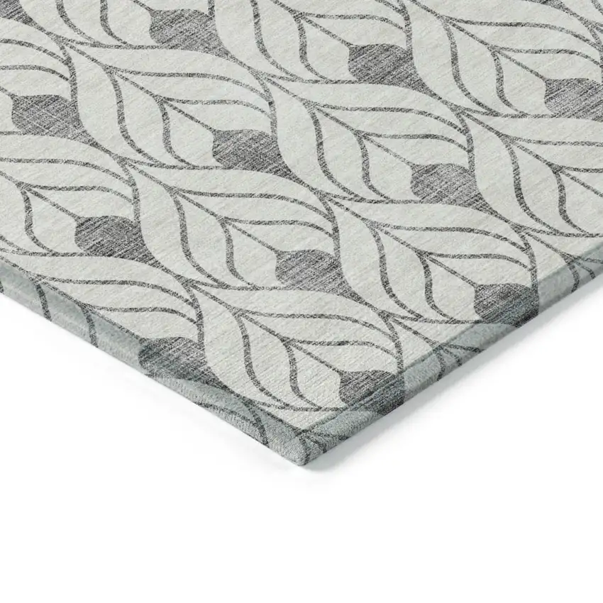 Gray And Ivory Geometric Washable Indoor Outdoor Area Rug Photo 4