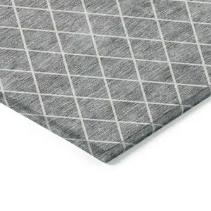 Photo of Gray And Ivory Geometric Washable Indoor Outdoor Area Rug